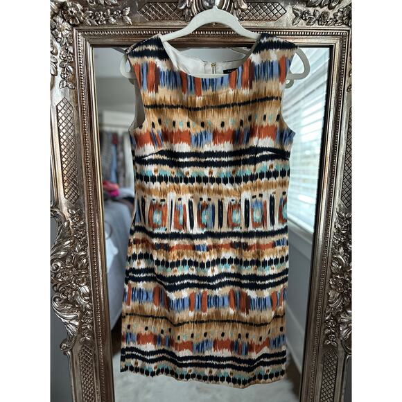 Tahari Dresses & Skirts - Tahari linen blend safari multicolor knee length sleeveless dress | size 8